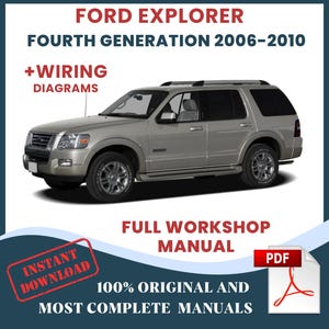 Ford Explorer Fourth Gen Model Years 2006-2010 Car Repair Manual + Wiring Workshop Auto Service DIY Guide & Maintenance Instant Download PDF