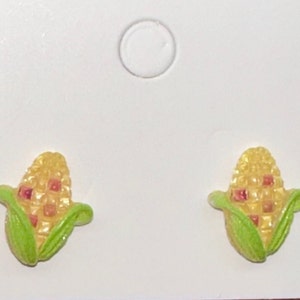 pierced stud earrings - semi-translucent tiny mini corn cobs