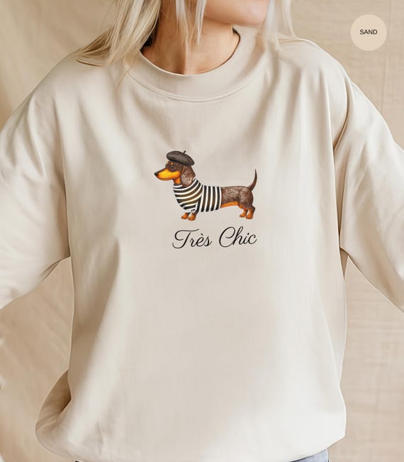 Sudadera con estampado de perro salchicha Tres Chic, camiseta de