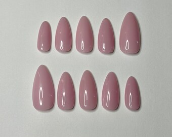 Jelly Pink Lilac Nails Press on Nails/ Pink Sheer Nails