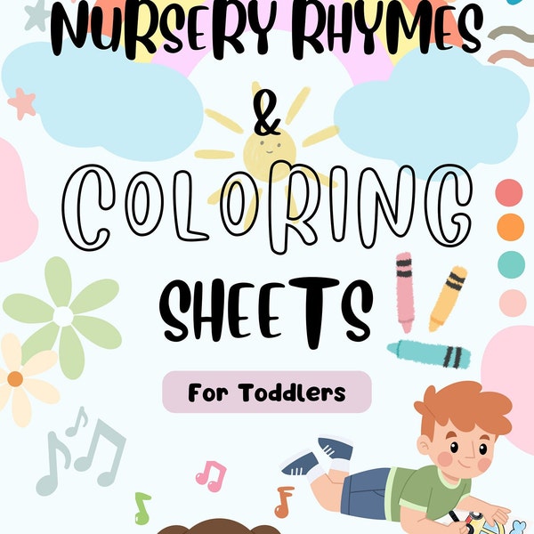 Bundle!! - Nursery Rhymes Coloring Pages, Kids Coloring pages, Printable download, Toddler activity, Preschool learning, PDF Download, Gifts