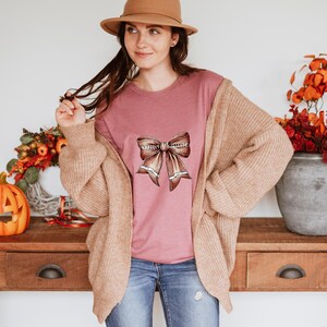 Football Bow Shirt, Women Football Tee, Coquette Bow Tee ,Football Bow Shirts, Cute Football Season Shirt for Women, Football Mom TShirt