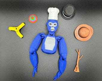 Deluxe Large Gorilla Tag Toy with 6 accessories inc - Admin Stick , Top hat , Chef Hat , Party Hat , Cowboy Hat & Banana Hat.