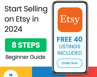 Inizia a vendere su Etsy in 8 passaggi nel 2024 Per principianti - Venditori Etsy - Vendi su Etsy - Configura il negozio Etsy - 40 inserzioni Etsy gratuite - Principiante