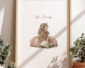 Young Sleeping Beauty (Aurora) Watercolor Art Print – Digital Download | Nursery Wall Art | Princess Bedroom Decor | Girl&#39;s Room