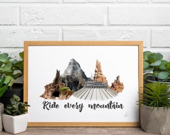 Ride Every Mountain Digital Print by Elizabeth Bensing | Space | Splash | Big Thunder | Matterhorn