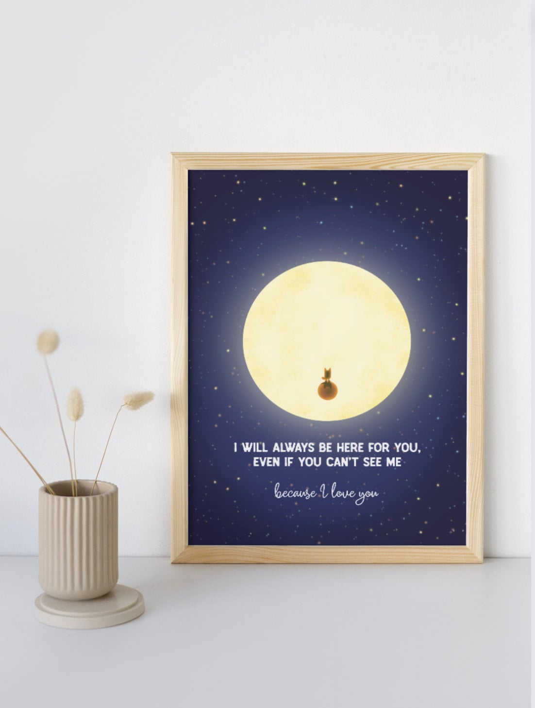 Blue Dog Nursery Satin Poster Without Frame - Decor for kids room nursery art, sleepy time, I love you