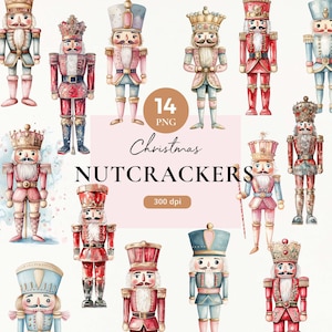 Notenkraker png, aquarel notenkraker clipartset, kerst rode notenkraker clipartbundel, roze, pastel kerstset, wintervakantie png