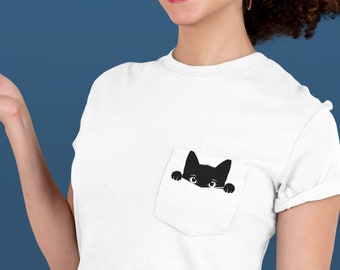 Pocket Prowler, Adorable Black Cat SVG Digital Design
