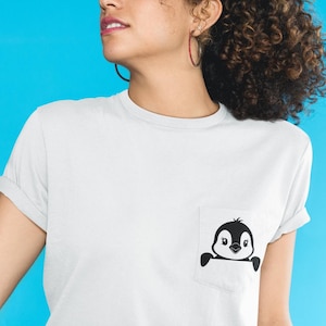 Cute Penguin Pocket SVG – peek-a-boo Penguin Clipart for Shirt Designs, Pocket SVG, Funny penguin Lover Sublimation, Instant Download