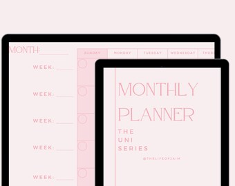 Monthly School & Uni Planner - Blush