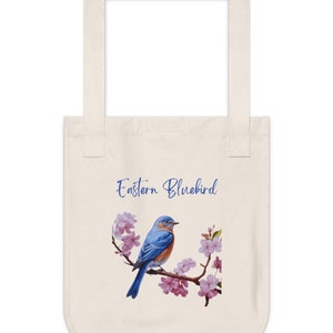 Eastern Bluebird Tote Bag Canvas Reusable Grocery Bag Unique Birthday Gift Eco Friendly Organic Gift For Bird Lover Gift For Nature Lover