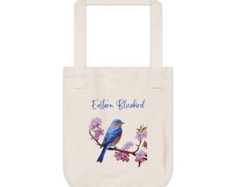 Eastern Bluebird Tote Bag Canvas Herbruikbare Boodschappentas Unieke verjaardagscadeau Eco-vriendelijke biologische cadeau voor vogelliefhebber Cadeau voor natuurliefhebber