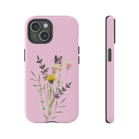 IPhone 15 Pro Case Pink Wildflower Case for iPhone 14 13 12 11 Pro