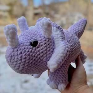 Large Amigurumi Triceratops Dinosaur Plushie