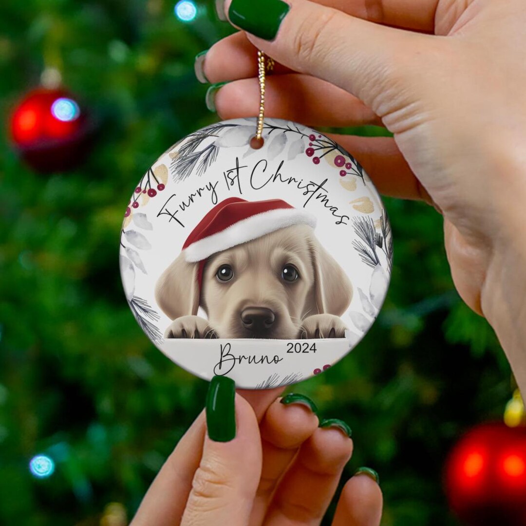 Ceramic Ornament - Labrador Puppy Santa Hat Holiday Decoration ...