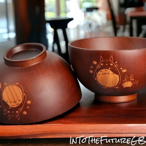 Wooden Toroto Ghibli Bowl | Wooden Bowl | Japanese Toroto Style Serving Bowl | Ramen Noodles Bowl