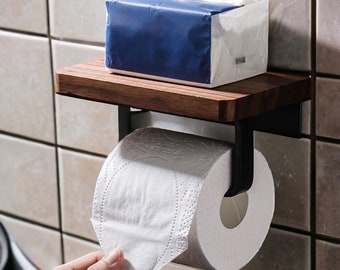 Toilet Paper Holder | Steel/Wood Toilet Roll Holder | Luxury Bathroom AccessoriesOrganiser | Toilet Paper Holder | Toilet Roll Holder