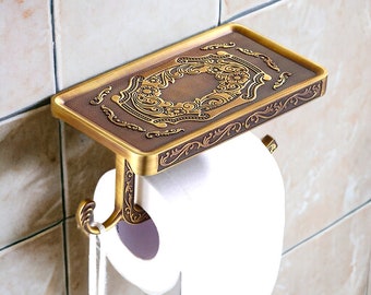 Portarrollos de papel higiénico de oro vintage / Accesorios de baño de acero / Accesorios de baño clásicos