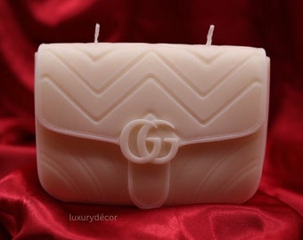 luxury bag candle| designer purse candle| luxury fashion home décor| handbag candle| custom color scents