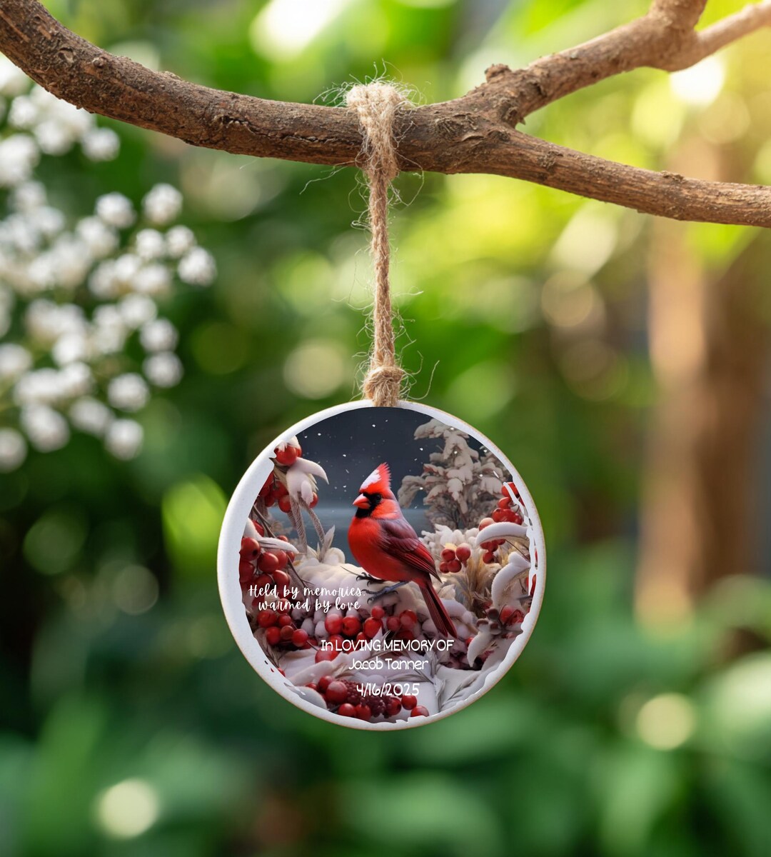 Red Cardinal Bird Memorial Ornament Ceramic, in Loving Memory Keepsake ...