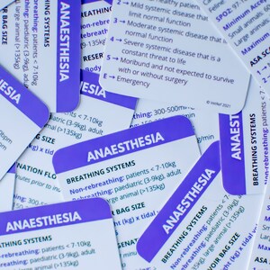 Paquete de tarjetas de referencia veterinaria de anestesia
