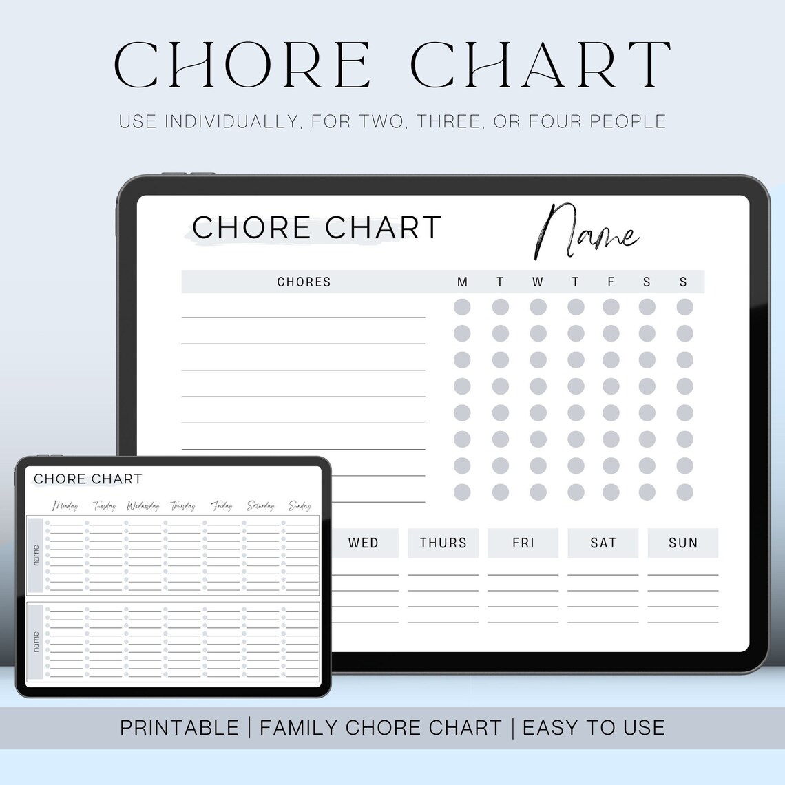 Minimal Family Chore Chart, Printable Chore Chart, Command Center, Kids ...