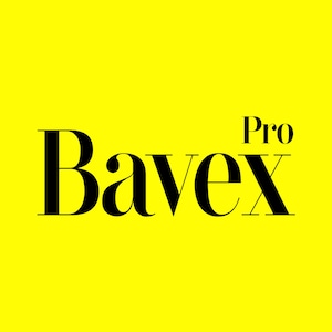 May include: Black and white logo on a yellow background. The logo says "Pro Bavex" in a bold, stylized font.