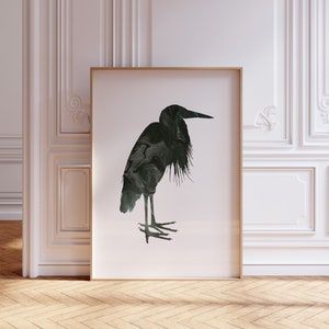 Minimalist Heron Printable, Abstract Heron Art, Coastal Bird Art, Elegant Beach House Decor, Modern Bird Lover Gift, Digital Download