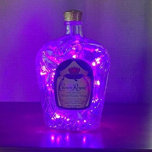 Crown Royal Bottle Liquor Lamp (Purple LEDs) - Man Cave - Bar Light - Bar Decor