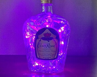 View of Crown Royal Apple Bottle Liquor Lamp (green Leds) - Man Cave - Bar ...