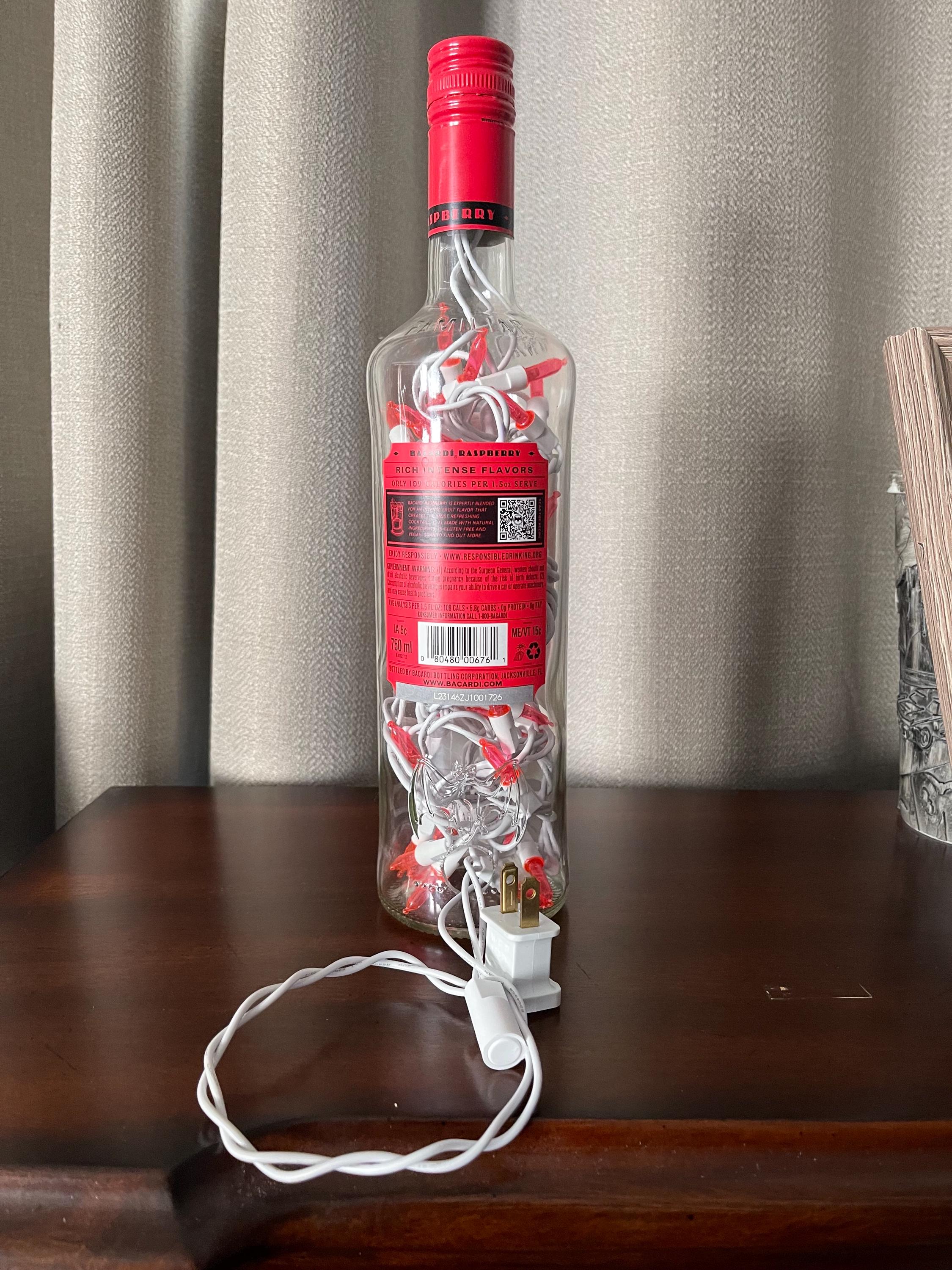 Raspberry Bacardi Liquor Lamp (pink LED Lights) - Man Cave - Bar