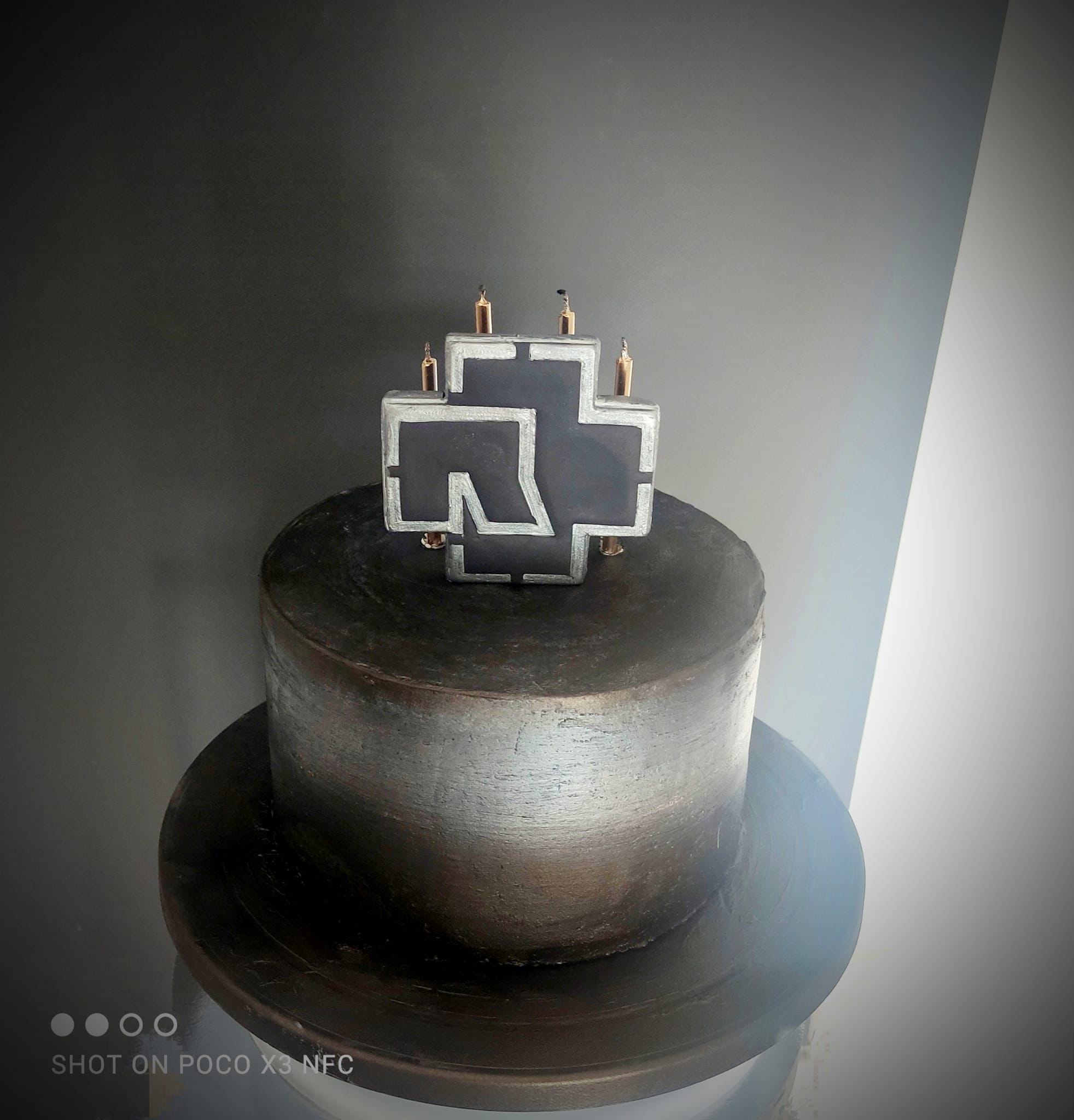 Handmade Sugar Paste Cake Topper – Rammstein Inspired Logo – Custom Rock Band Decoration