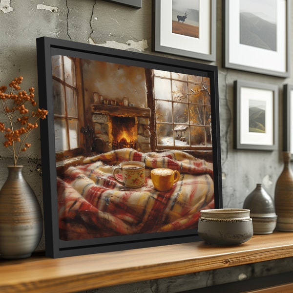 Framed Canvas Print - Cozy Winter Coffee - Office & Home Decor - Living Room, Bedroom, Kitchen, Bathroom, Kids' Room, Waiting Room