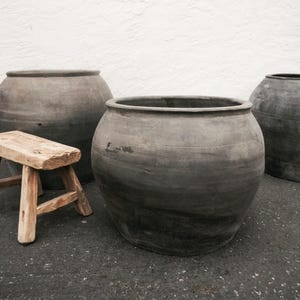 XLarge Vintage Clay Planter,Rustic Farmhouse Vase,Wabi-Sabi Decor,Tree Planter,Large Outdoor Planter, Japandi Decor,Extra Large Planter