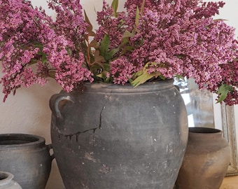 Large Vintage Clay Pot,Rustic Farmhouse Planter,Rustic Clay Pot,Wabi-Sabi Pottery,Organic Modern Neutral Home Decor,Modern Farmhouse Decor
