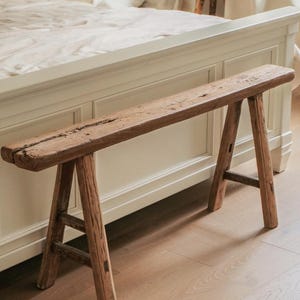 Rustic Wood Long Bench,Vintage Elm Stool,Wabi-Sabi Decor,Rustic High Stool,Entryway Bench, Home Decor, Decorative Bench, Japandi  Farmhouse