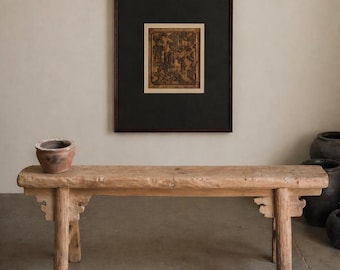 50'' Rustic Wood Long Bench,Vintage Elm Stool,Wabi-Sabi Decor,Authentic Rustic Stool,Entryway Bench,Decorative Bench,Japandi Farmhouse