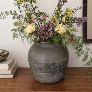 Medium Vintage Clay Pot,Rustic Farmhouse Vase,Japandi Home Decor,Wabi-Sabi Pottery,Home Decor,Kitchen Organizer,Shelf Decor,Vintage Vase