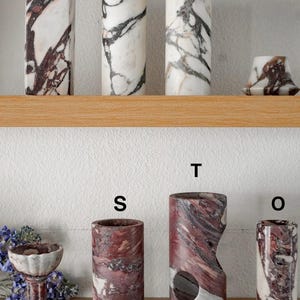 Calacatta Viola Marble Vases, Japandi-Style Home Decor,Viola Marble Pot,Minimalist Home Decor,Holiday Gift,Gift For Her,Neutral Home Decor image 4