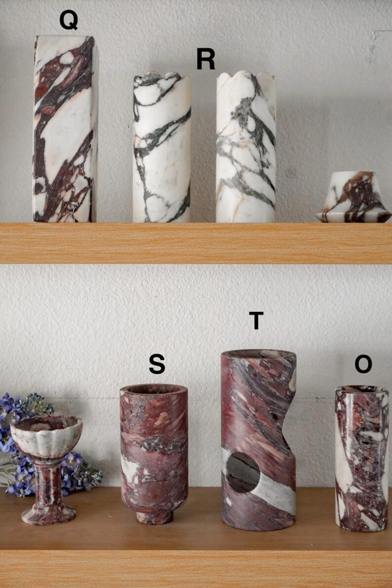 Calacatta Viola Marble Vases, Japandi-Style Home Decor,Viola Marble Pot,Minimalist Home Decor,Holiday Gift,Gift For Her,Neutral Home Decor image 4