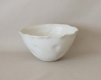 Handmade Porcelain Bowl - 7" White Modern Minimalist Dinnerware