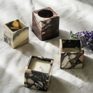 Calacatta Viola Marble Cube Vase,Viola Candle Holder,Toothbrush Holder,Vanity Organizer,Kitchen Organizer,Valentines Day Gift,Gift For Her