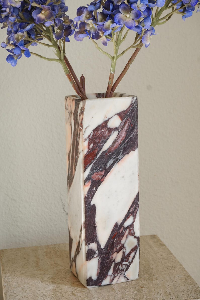 Calacatta Viola Marble Vases, Japandi-Style Home Decor,Viola Marble Pot,Minimalist Home Decor,Holiday Gift,Gift For Her,Neutral Home Decor Q(Catacatta Viola)