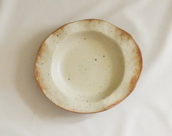 Handmade Porcelain Pasta Plate - Rustic Wavy-edged Beige