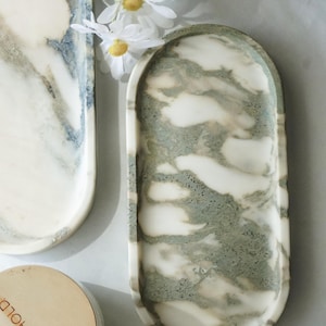 Nature Marble Tray,Luxury Vanity Decor,Entryway Catchall,Jewelry Dish, Decorative Tray,Entryway Decor,Marble Riser,Kitchen Tray image 2