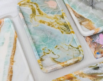 Luxury Green Blue Marble Tray:Modern Decorative Plate,Marble Catchall Tray,Marble Riser,Marble Tray,Decorative Tray,Luxury Wedding Gifts