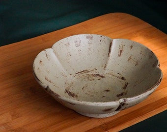 Handmade Porcelain Bowl - 8’’ Beige Rustic-Vintage Style