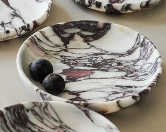 Italian Calacatta Viola Marble Bowl, Round Marble Catchall Tray, Fruit Bowl, Decorative Stone Bowl, Luxury Kitchen & Table Decor,Luxury Gift
