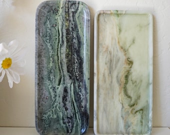 Natural Green Marble Tray,Summer Vanity Decor,Entryway Catchall,Jewelry Dish, Decorative Tray,Marble Riser,Luxury wedding home gift,